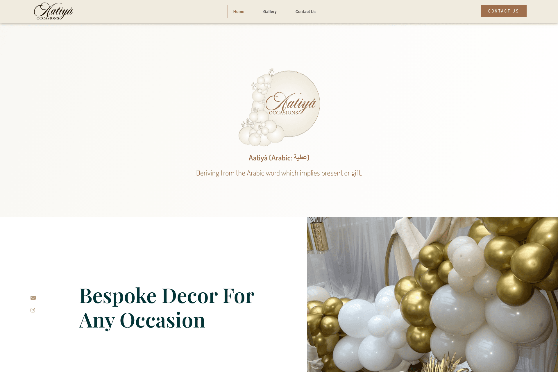 Aatiya Occasions Website Desktop