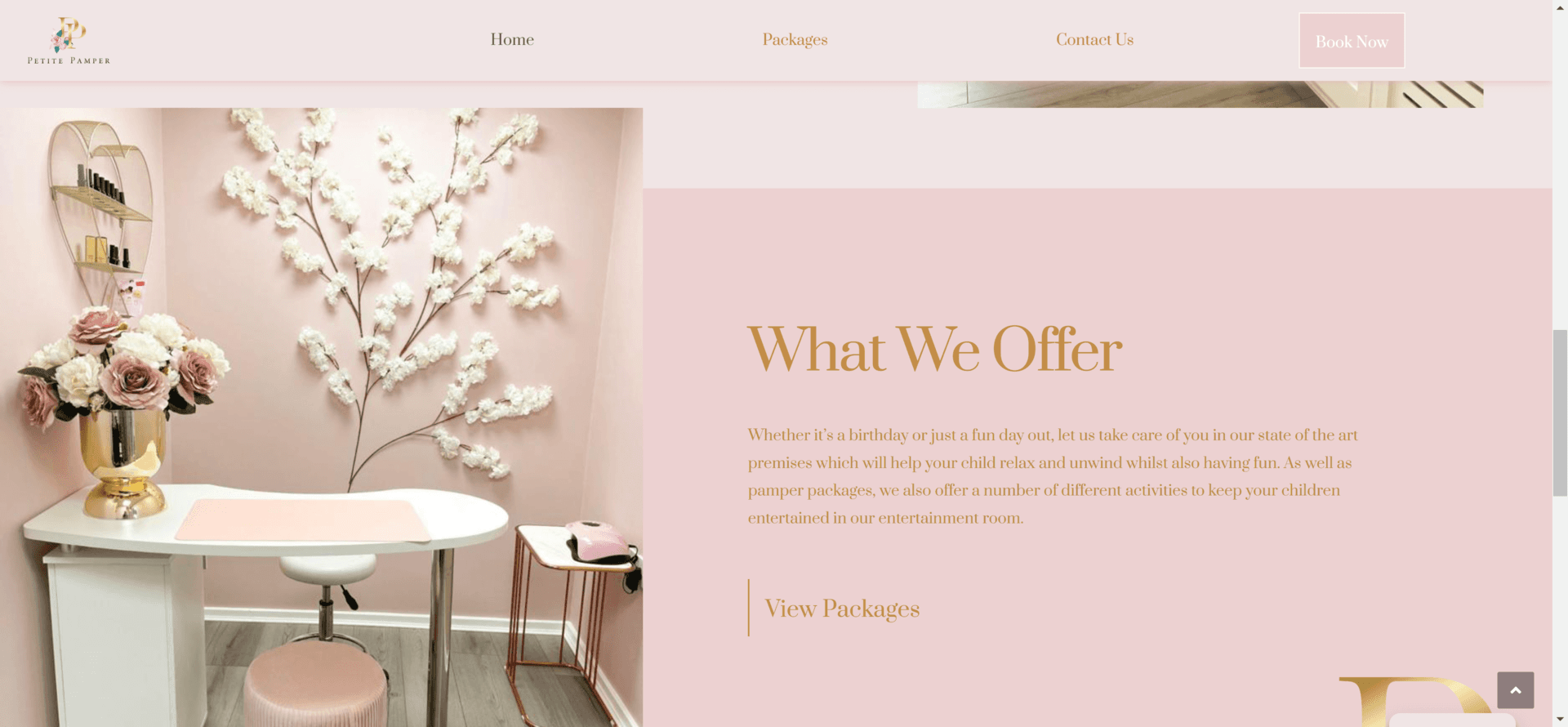 Petite Pamper Website Desktop