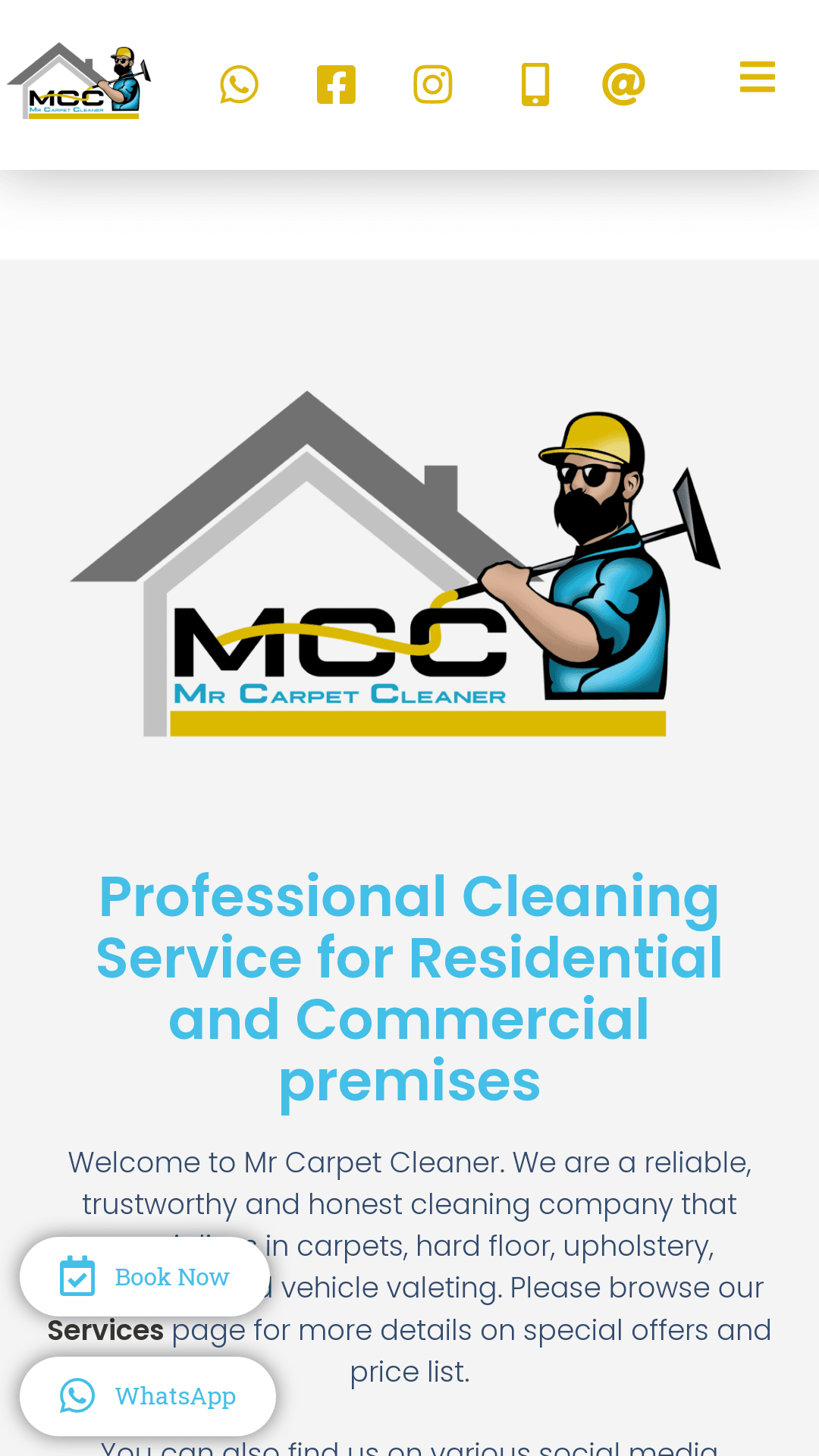 Mr Carpet Cleaner Website Mobile